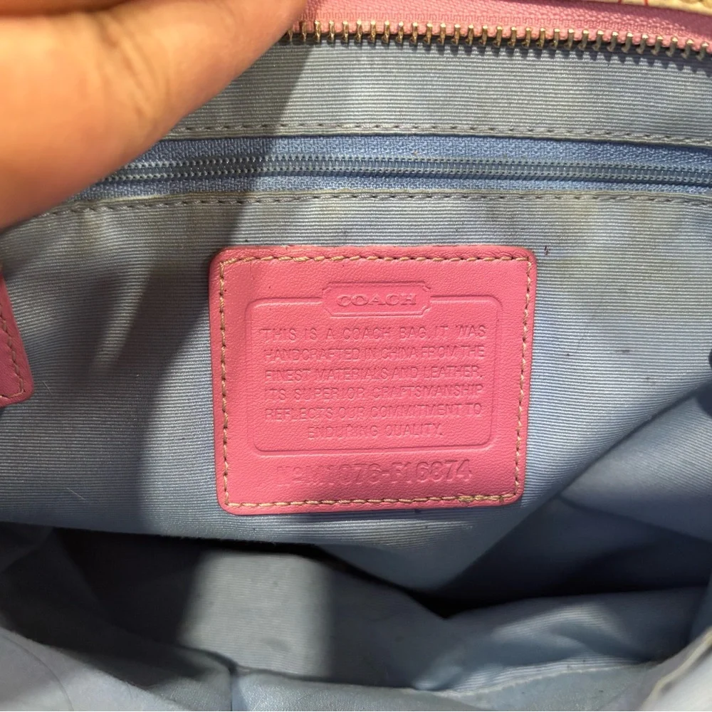 Coach Multicolor Tote with Pink Trim - Picture 3 of 5